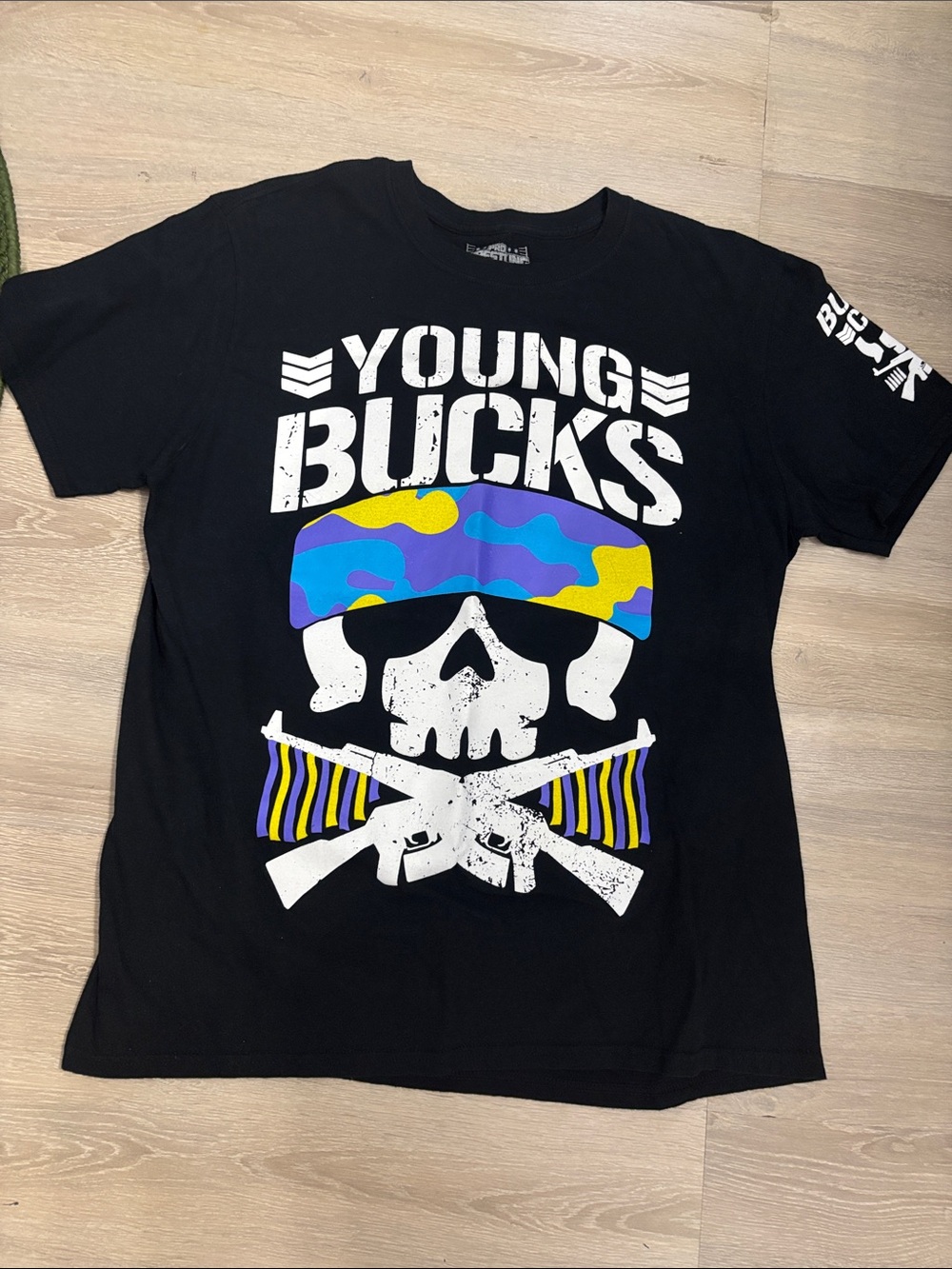 Young Bucks Boys' Black Graphic Tee with Colorful Skull